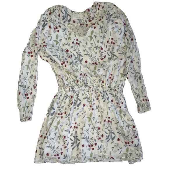 Capsule Collection by Juliette India Floral Mini Dress V Neck Long Sleeve Sz M